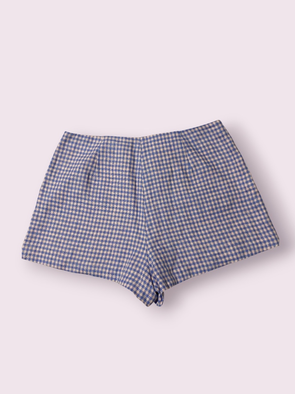 REFORMATION Shorts Linen Gingham Blue Pink Micro Size 4